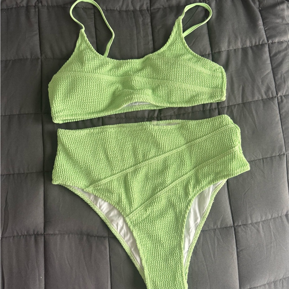Green Swim Bra with Spaghetti Straps
